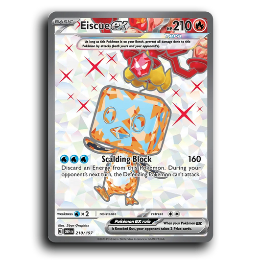 Eiscue ex (210/197) [Obsidian Flames] 2023 G Ultra Rare English 5ban Graphics Fire, ex, Tera OBF Basic Penguin Pokémon Pokemon Card TCG Near Mint NM