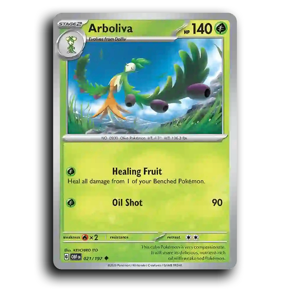 Arboliva (021/197) [Obsidian Flames] 2023 G Uncommon English KEIICHIRO ITO Grass OBF Stage 2 Olive Pokémon Pokemon Card TCG Near Mint NM