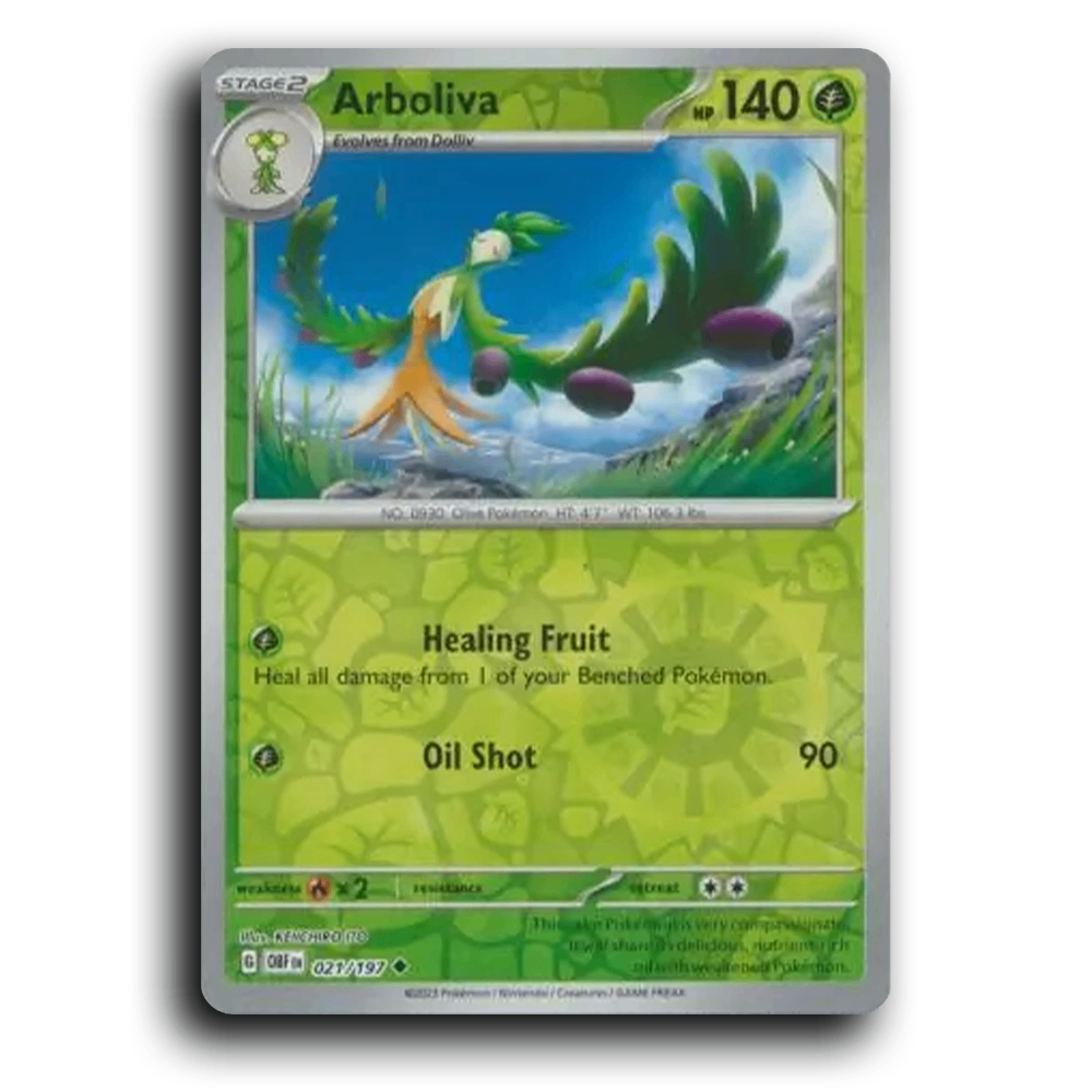 Arboliva (021/197) [Obsidian Flames] 2023 G Uncommon English KEIICHIRO ITO Grass OBF Stage 2 Olive Pokémon Pokemon Card TCG Near Mint NM Reverse Holo