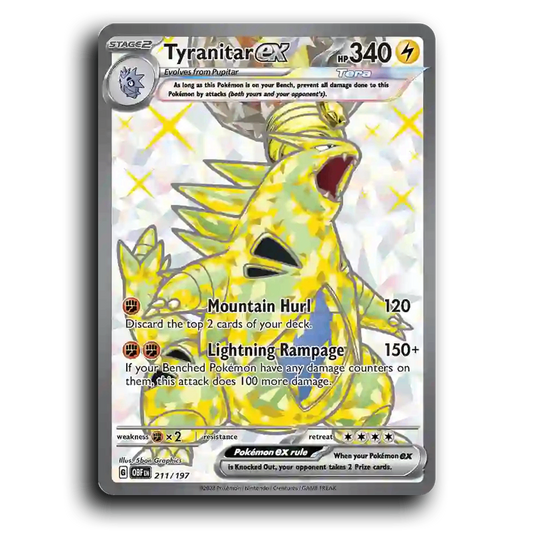 Tyranitar ex (211/197) [Obsidian Flames] 2023 G Ultra Rare English 5ban Graphics Lightning, ex, Tera OBF Stage 2 Armor Pokémon Pokemon Card TCG Near Mint NM