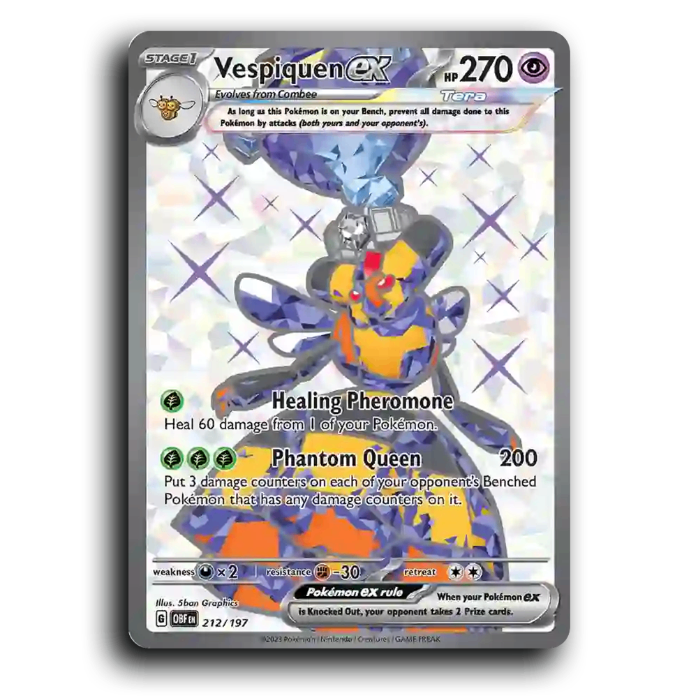 Vespiquen ex (212/197) [Obsidian Flames] 2023 G Ultra Rare English 5ban Graphics Psychic, ex, Tera OBF Stage 1 Beehive Pokémon Pokemon Card TCG Near Mint NM