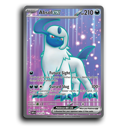 Absol ex (214/197) [Obsidian Flames] 2023 G Ultra Rare English PLANETA Mochizuki Darkness, ex OBF Basic Disaster Pokémon Pokemon Card TCG Near Mint NM