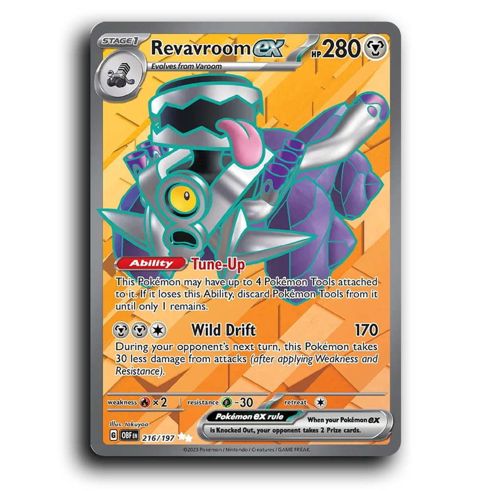 Revavroom ex (216/197) [Obsidian Flames] 2023 G Ultra Rare English takuyoa Metal, ex OBF Stage 1 Multi-Cyl Pokémon Pokemon Card TCG Near Mint NM