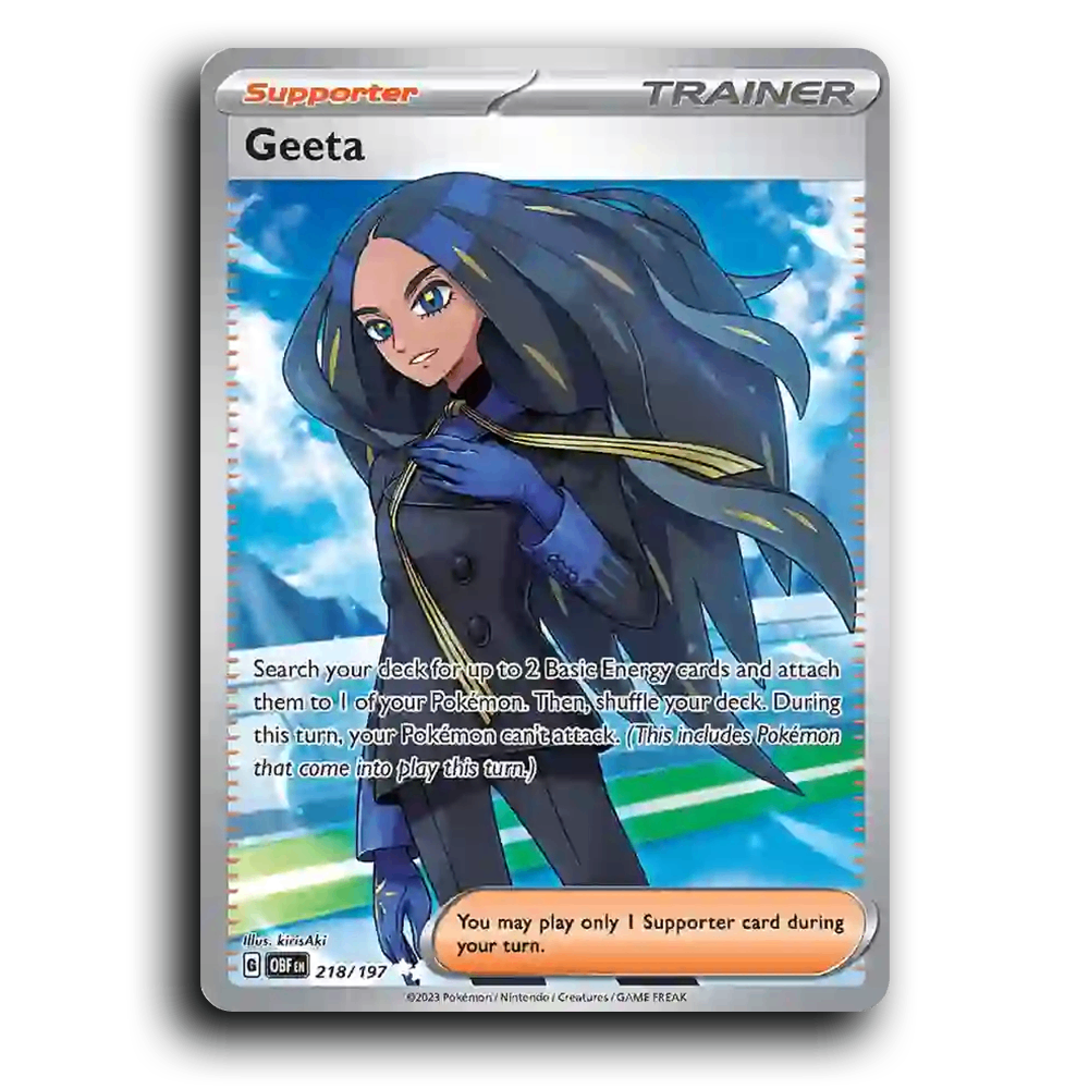 Geeta (218/197) [Obsidian Flames] 2023 G Ultra Rare English kirisAki Trainer OBF Supporter Pokemon Card TCG Near Mint NM