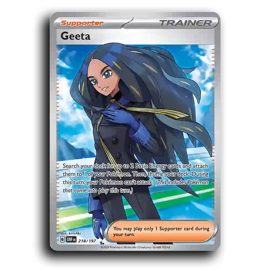 Geeta (218/197) [Obsidian Flames] 2023 G Ultra Rare English kirisAki Trainer OBF Supporter Pokemon Card TCG Near Mint NM