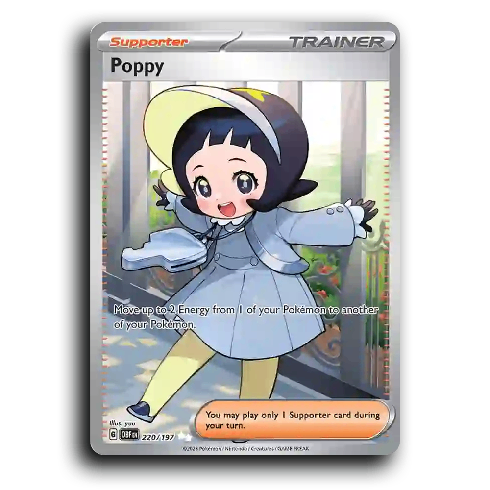 Poppy (220/197) [Obsidian Flames] 2023 G Ultra Rare English yuu Trainer OBF Supporter Pokemon Card TCG Near Mint NM