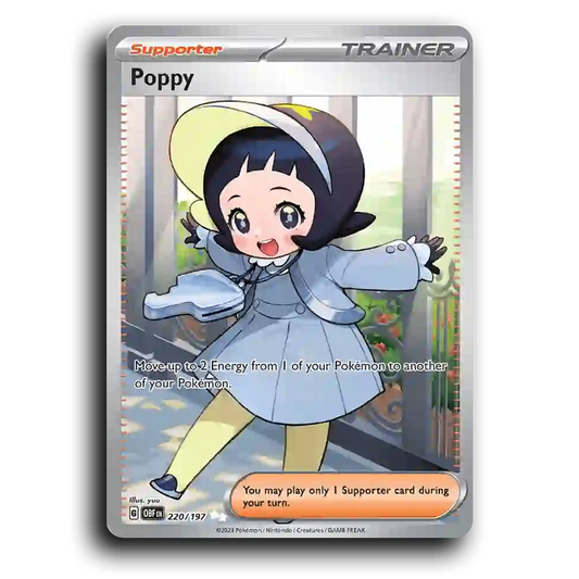 Poppy (220/197) [Obsidian Flames] 2023 G Ultra Rare English yuu Trainer OBF Supporter Pokemon Card TCG Near Mint NM