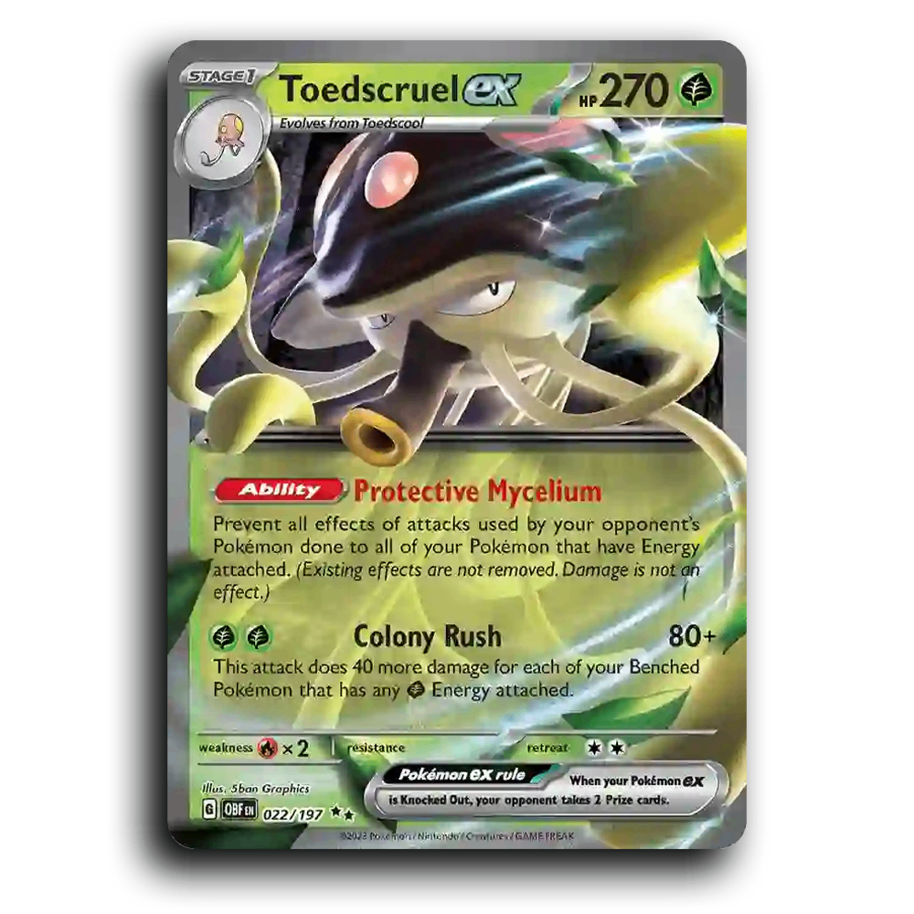 Toedscruel ex (022/197) [Obsidian Flames] 2023 G Double Rare English 5ban Graphics Grass, ex OBF Stage 1 Woodear Pokémon Pokemon Card TCG Near Mint NM Holofoil