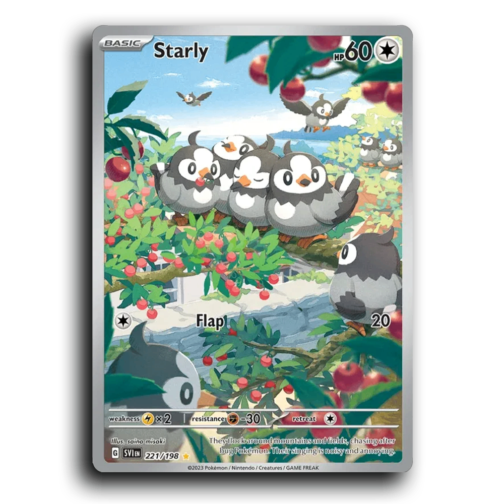Starly (221/198) [Scarlet & Violet] Illustration Rare saino misaki Pokemon Card TCG Near Mint NM