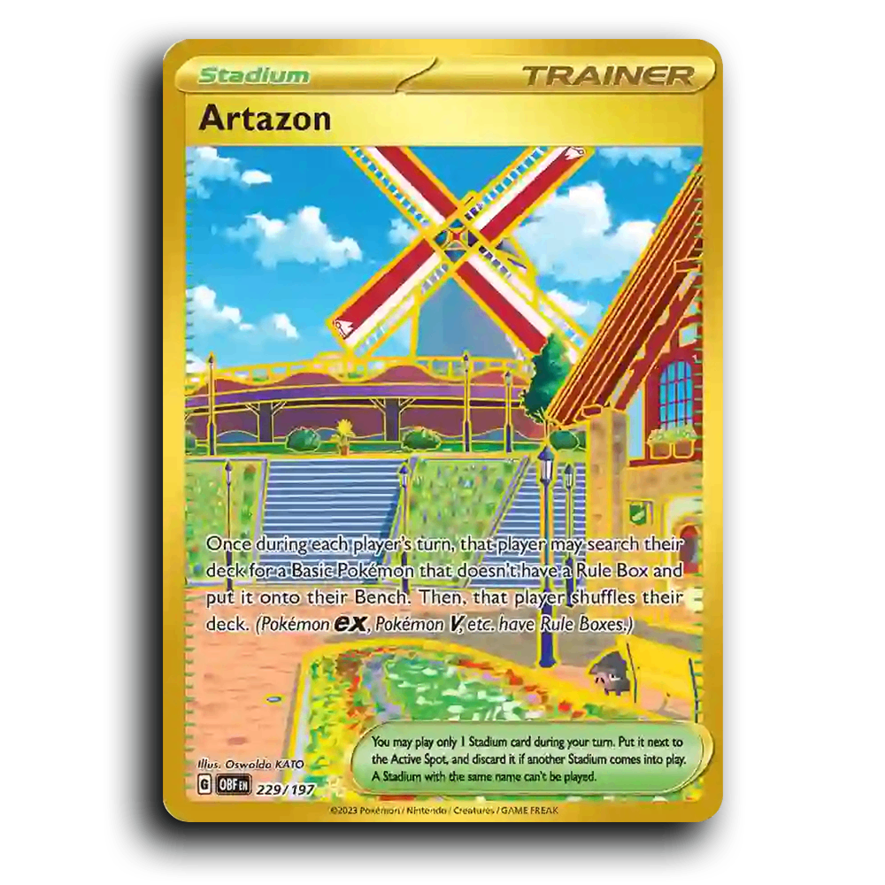 Artazon (229/197) [Obsidian Flames] 2023 G Hyper Rare English Oswaldo KATO Trainer OBF Stadium Pokemon Card TCG Near Mint NM