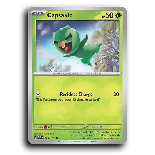 Capsakid (023/197) [Obsidian Flames] 2023 G Common English Shin Nagasawa Grass OBF Basic Spicy Pepper Pokémon Pokemon Card TCG Near Mint NM