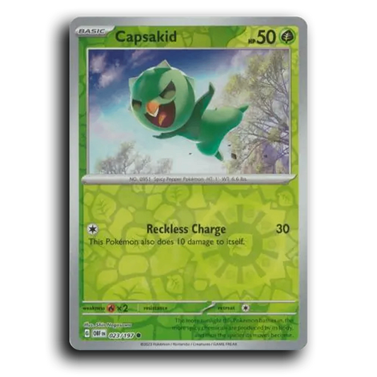 Capsakid (023/197) [Obsidian Flames] 2023 G Common English Shin Nagasawa Grass OBF Basic Spicy Pepper Pokémon Pokemon Card TCG Near Mint NM Reverse Holo