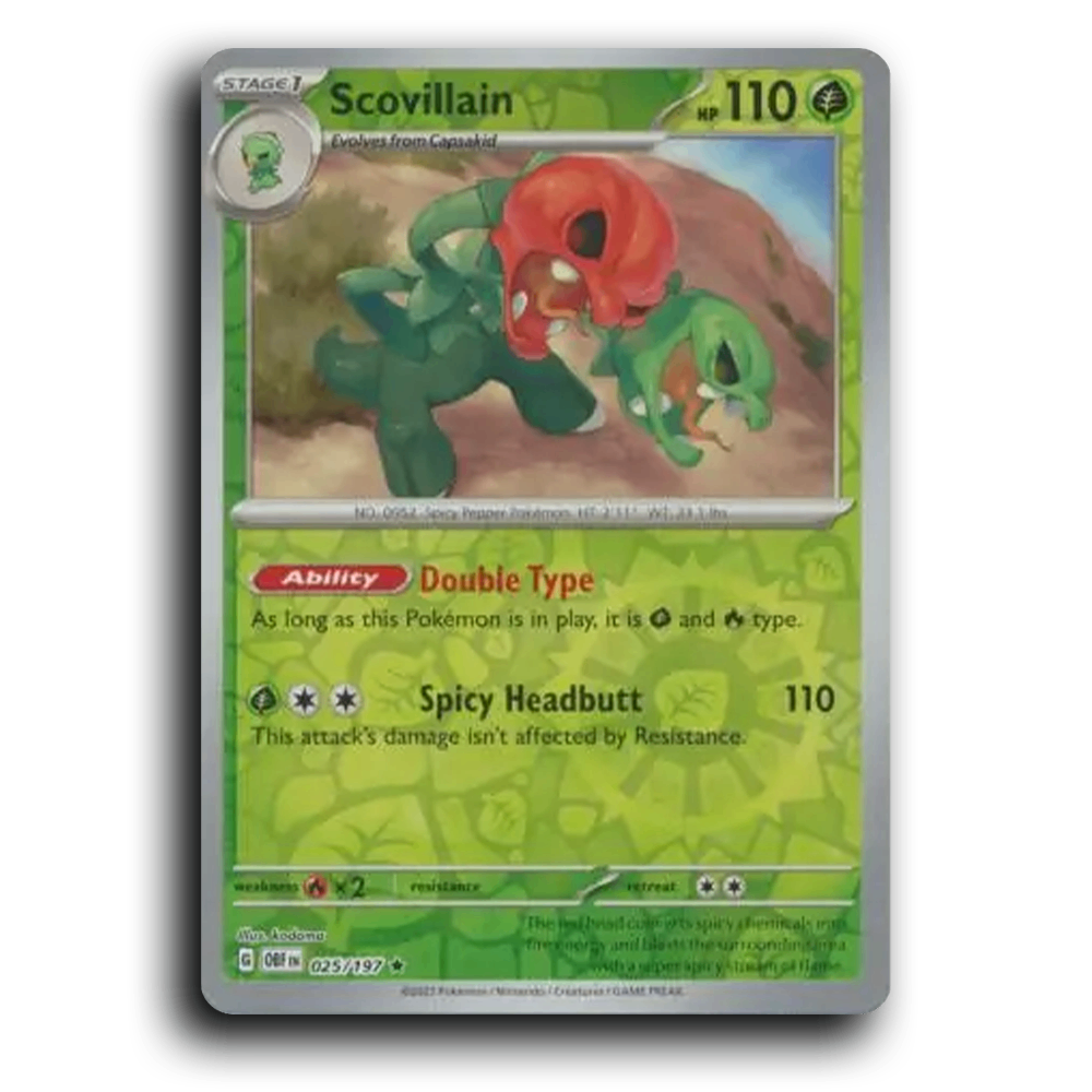 Scovillain (025/197) [Obsidian Flames] 2023 G Rare English kodama Grass OBF Stage 1 Spicy Pepper Pokémon Pokemon Card TCG Near Mint NM Reverse Holo