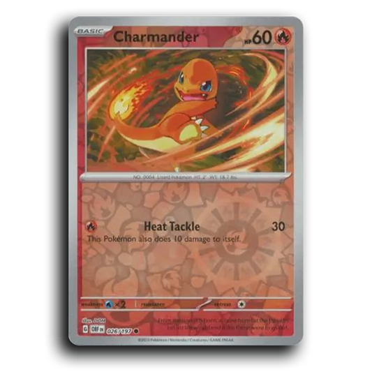 Charmander (026/197) [Obsidian Flames] 2023 G Common English DOM Fire OBF Basic Lizard Pokémon Pokemon Card TCG Near Mint NM Reverse Holo