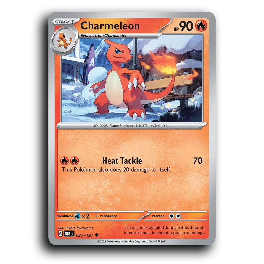 Charmeleon (027/197) [Obsidian Flames] 2023 G Uncommon English Ryota Murayama Fire OBF Stage 1 Flame Pokémon Pokemon Card TCG Near Mint NM