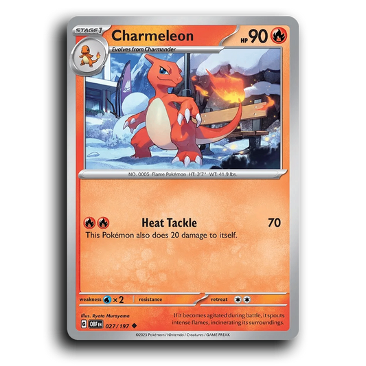 Charmeleon (027/197) [Obsidian Flames] 2023 G Uncommon English Ryota Murayama Fire OBF Stage 1 Flame Pokémon Pokemon Card TCG Near Mint NM