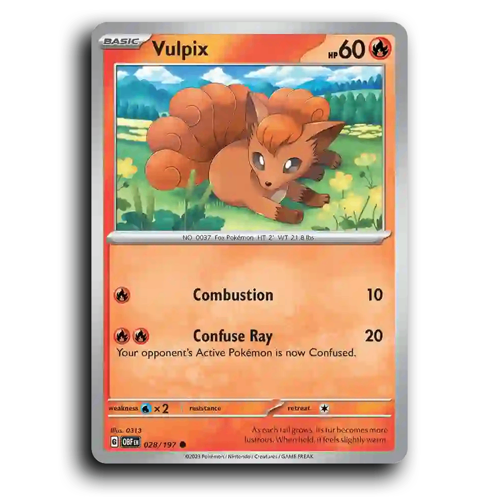 Vulpix (028/197) [Obsidian Flames] 2023 G Common English 313 Fire OBF Basic Fox Pokémon Pokemon Card TCG Near Mint NM