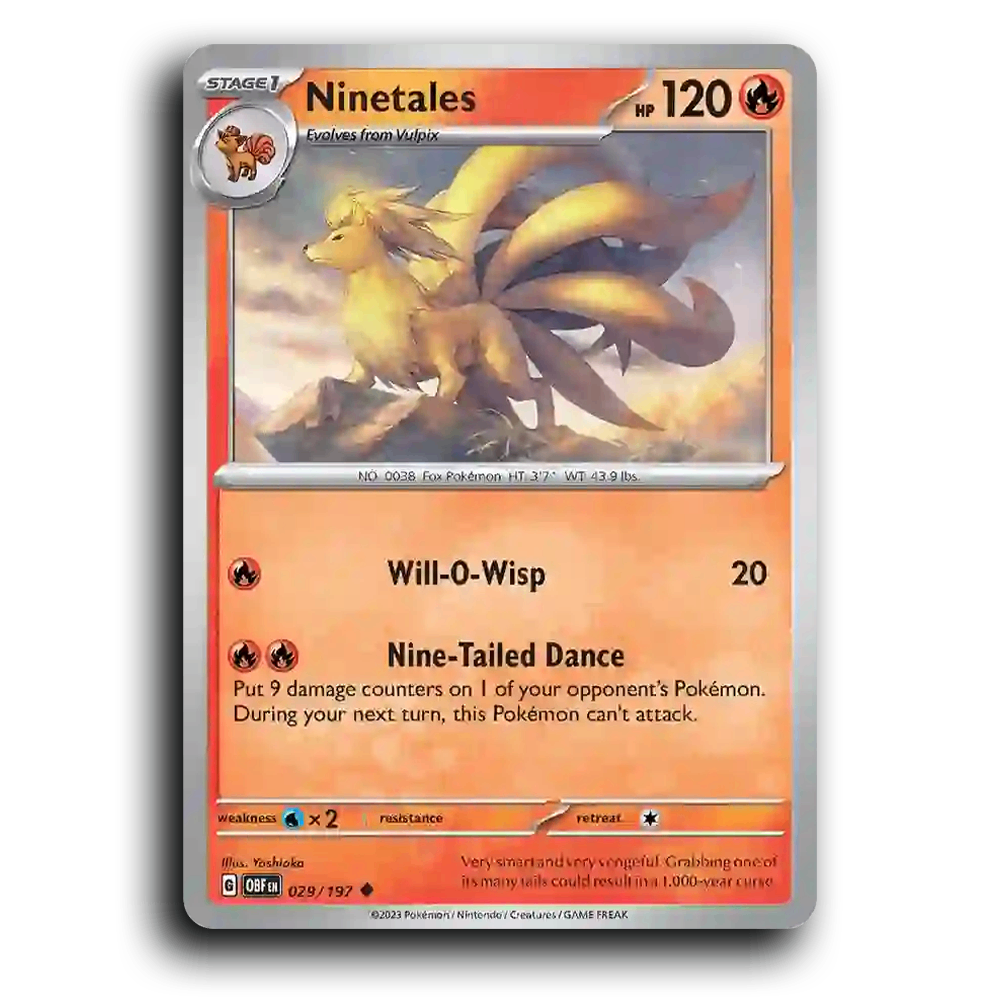 Ninetales (029/197) [Obsidian Flames] 2023 G Uncommon English Yoshioka Fire OBF Stage 1 Fox Pokémon Pokemon Card TCG Near Mint NM