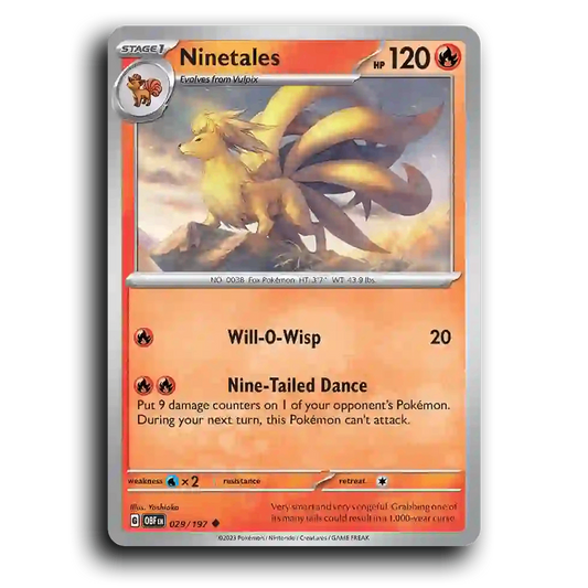 Ninetales (029/197) [Obsidian Flames] 2023 G Uncommon English Yoshioka Fire OBF Stage 1 Fox Pokémon Pokemon Card TCG Near Mint NM