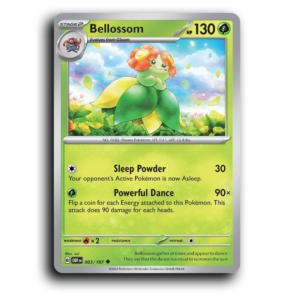 Bellossom (003/197) [Obsidian Flames] 2023 G Uncommon English sui Grass OBF Stage 2 Flower Pokémon Pokemon Card TCG Near Mint NM