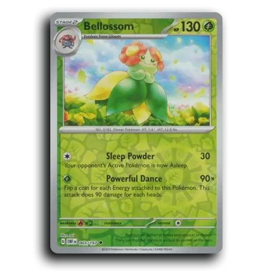 Bellossom (003/197) [Obsidian Flames] 2023 G Uncommon English sui Grass OBF Stage 2 Flower Pokémon Pokemon Card TCG Near Mint NM Reverse Holo