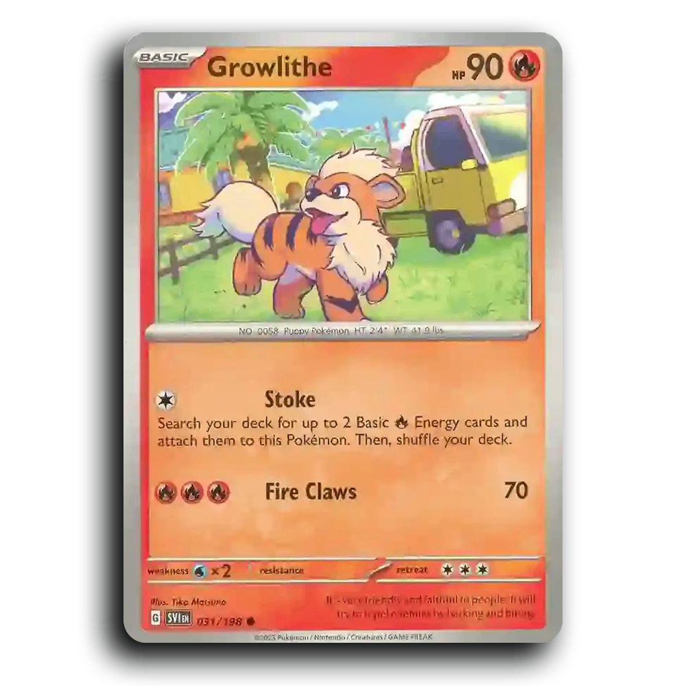 Growlithe (031/198) [Scarlet & Violet] Common Tika Matsuno Pokemon Card TCG Near Mint NM
