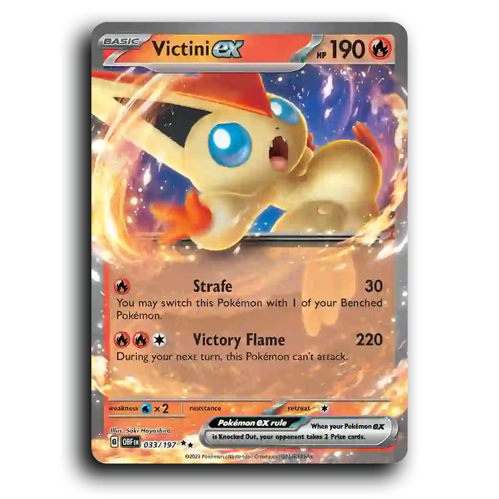 Victini ex (033/197) [Obsidian Flames] 2023 G Double Rare English Saki Hayashiro Fire, ex OBF Basic Victory Pokémon Pokemon Card TCG Near Mint NM Holofoil
