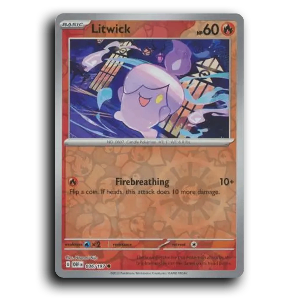 Litwick (036/197) [Obsidian Flames] 2023 G Common English Nagomi Nijo Fire OBF Basic Candle Pokémon Pokemon Card TCG Near Mint NM Reverse Holo