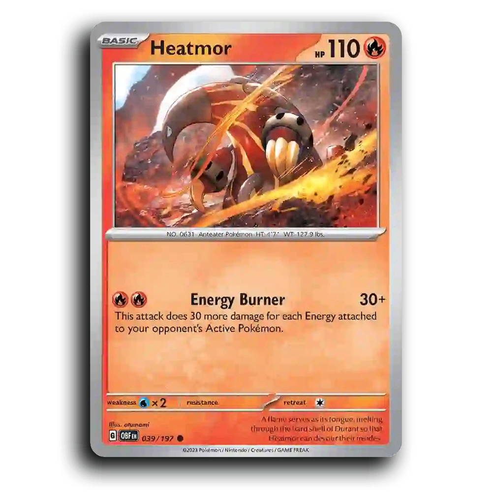 Heatmor (039/197) [Obsidian Flames] 2023 G Common English otumami Fire OBF Basic Anteater Pokémon Pokemon Card TCG Near Mint NM