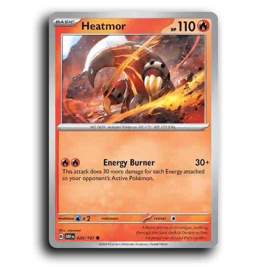 Heatmor (039/197) [Obsidian Flames] 2023 G Common English otumami Fire OBF Basic Anteater Pokémon Pokemon Card TCG Near Mint NM