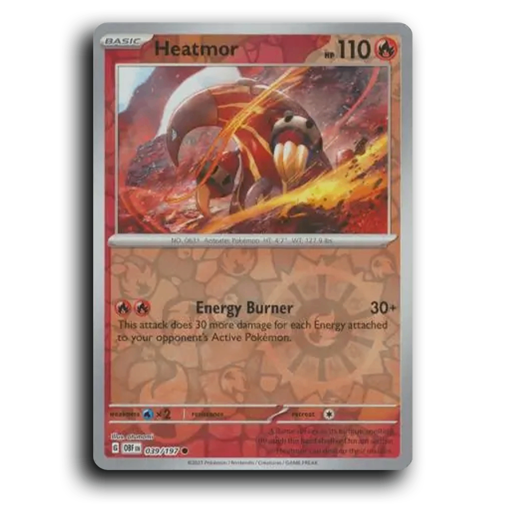 Heatmor (039/197) [Obsidian Flames] 2023 G Common English otumami Fire OBF Basic Anteater Pokémon Pokemon Card TCG Near Mint NM Reverse Holo