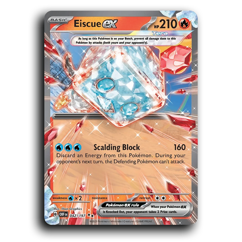 Eiscue ex (042/197) [Obsidian Flames] 2023 G Double Rare English 5ban Graphics Fire, Tera, ex OBF Basic Penguin Pokémon Pokemon Card TCG Near Mint NM Holofoil