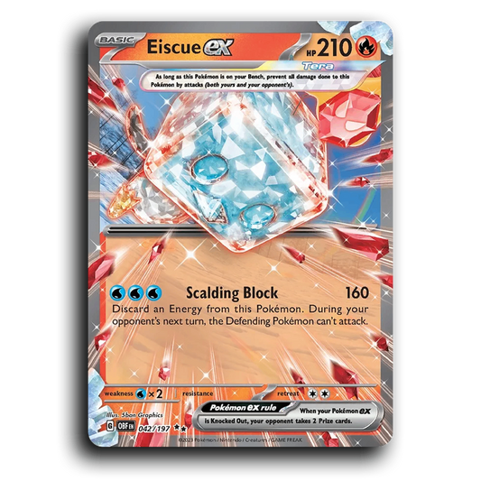 Eiscue ex (042/197) [Obsidian Flames] 2023 G Double Rare English 5ban Graphics Fire, Tera, ex OBF Basic Penguin Pokémon Pokemon Card TCG Near Mint NM Holofoil