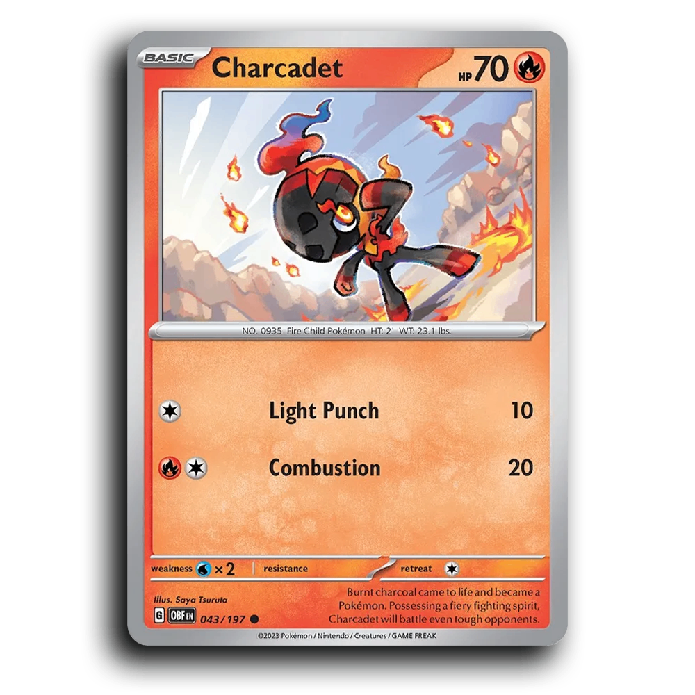 Charcadet (043/197) [Obsidian Flames] 2023 G Common English Saya Tsuruta Fire OBF Basic Fire Child Pokémon Pokemon Card TCG Near Mint NM