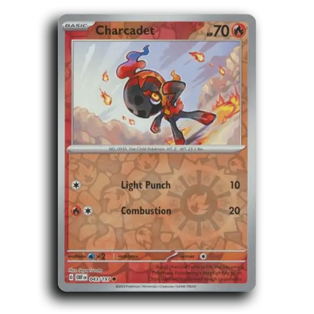 Charcadet (043/197) [Obsidian Flames] 2023 G Common English Saya Tsuruta Fire OBF Basic Fire Child Pokémon Pokemon Card TCG Near Mint NM Reverse Holo