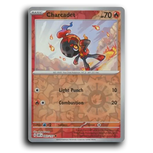 Charcadet (043/197) [Obsidian Flames] 2023 G Common English Saya Tsuruta Fire OBF Basic Fire Child Pokémon Pokemon Card TCG Near Mint NM Reverse Holo