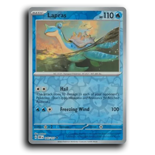 Lapras (045/197) [Obsidian Flames] 2023 G Uncommon English matazo Water OBF Basic Transport Pokémon Pokemon Card TCG Near Mint NM Reverse Holo