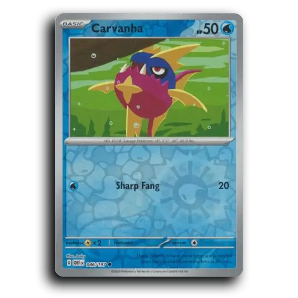 Carvanha (046/197) [Obsidian Flames] 2023 G Common English Jerky Water OBF Basic Savage Pokémon Pokemon Card TCG Near Mint NM Reverse Holo
