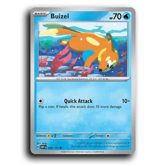 Buizel (048/197) [Obsidian Flames] 2023 G Common English Jerky Water OBF Basic Sea Weasel Pokémon Pokemon Card TCG Near Mint NM