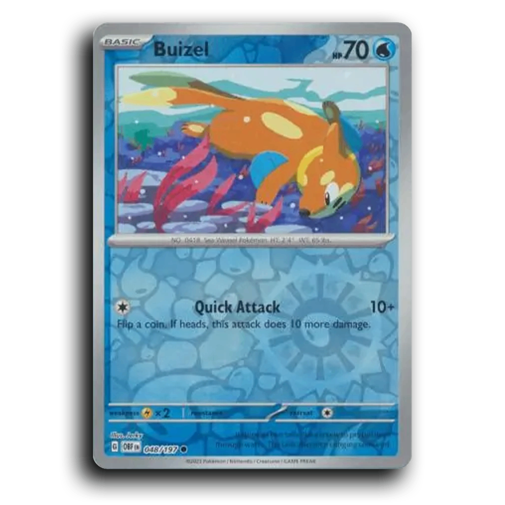 Buizel (048/197) [Obsidian Flames] 2023 G Common English Jerky Water OBF Basic Sea Weasel Pokémon Pokemon Card TCG Near Mint NM Reverse Holo