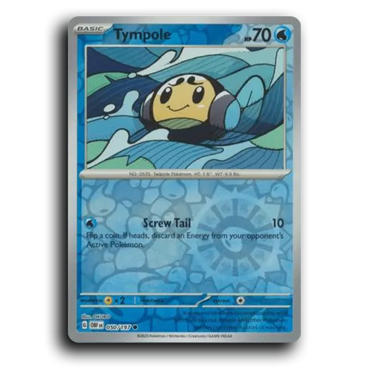 Tympole (050/197) [Obsidian Flames] 2023 G Common English OKUBO Water OBF Basic Tadpole Pokémon Pokemon Card TCG Near Mint NM Reverse Holo