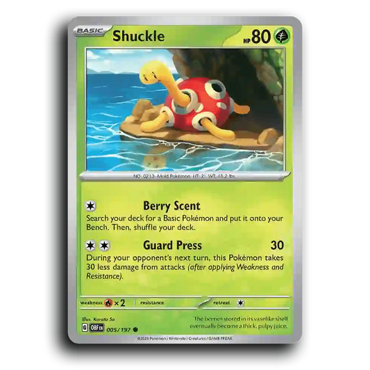 Shuckle (005/197) [Obsidian Flames] 2023 G Common English Kurata So Grass OBF Basic Mold Pokémon Pokemon Card TCG Near Mint NM