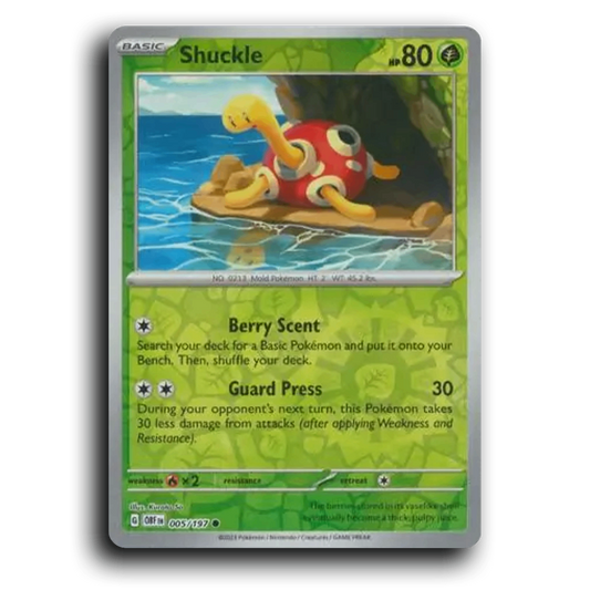 Shuckle (005/197) [Obsidian Flames] 2023 G Common English Kurata So Grass OBF Basic Mold Pokémon Pokemon Card TCG Near Mint NM Reverse Holo