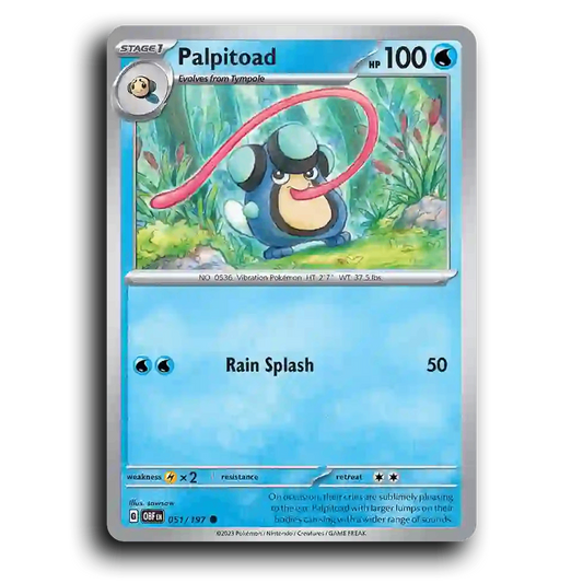 Palpitoad (051/197) [Obsidian Flames] 2023 G Common English sowsow Water OBF Stage 1 Vibration Pokémon Pokemon Card TCG Near Mint NM