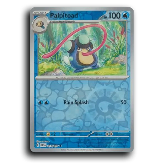 Palpitoad (051/197) [Obsidian Flames] 2023 G Common English sowsow Water OBF Stage 1 Vibration Pokémon Pokemon Card TCG Near Mint NM Reverse Holo