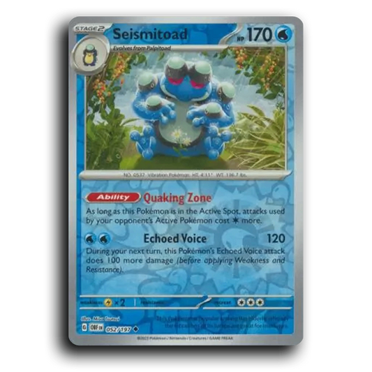 Seismitoad (052/197) [Obsidian Flames] 2023 G Uncommon English Misa Tsutsui Water OBF Stage 2 Vibration Pokémon Pokemon Card TCG Near Mint NM Reverse Holo
