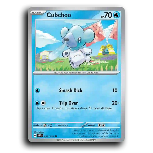 Cubchoo (053/197) [Obsidian Flames] 2023 G Common English Mizue Water OBF Basic Chill Pokémon Pokemon Card TCG Near Mint NM
