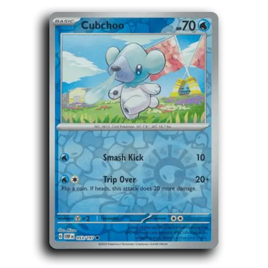 Cubchoo (053/197) [Obsidian Flames] 2023 G Common English Mizue Water OBF Basic Chill Pokémon Pokemon Card TCG Near Mint NM Reverse Holo