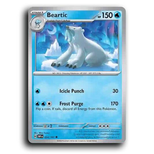 Beartic (054/197) [Obsidian Flames] 2023 G Uncommon English Misa Tsutsui Water OBF Stage 1 Freezing Pokémon Pokemon Card TCG Near Mint NM