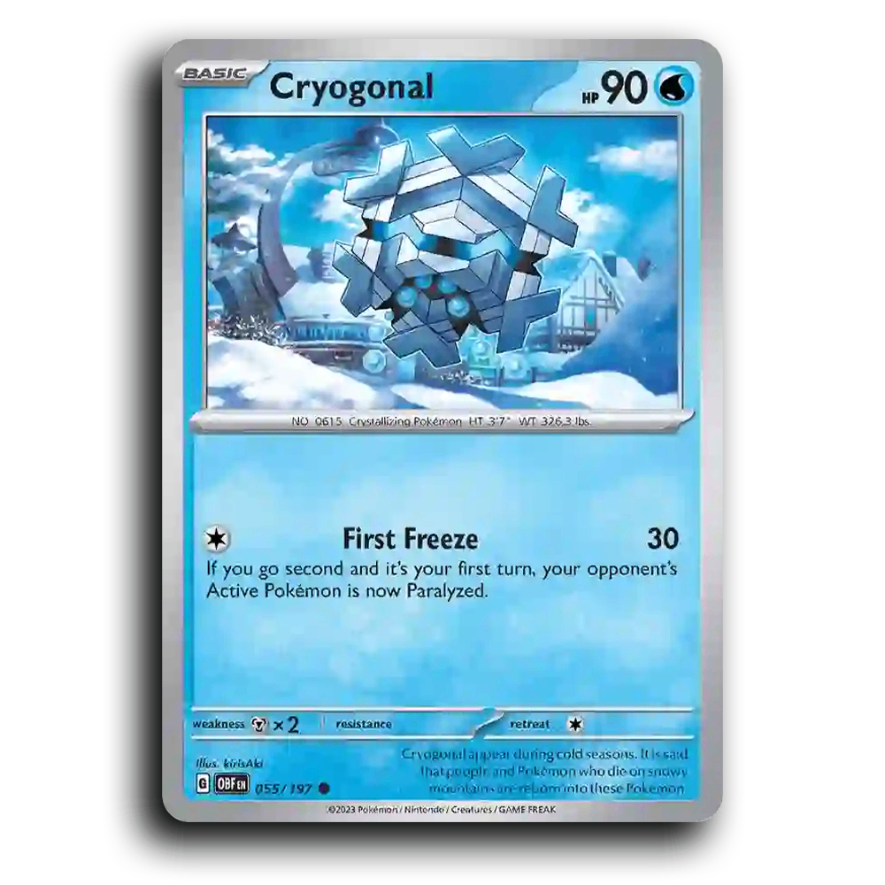 Cryogonal (055/197) [Obsidian Flames] 2023 G Common English kirisAki Water OBF Basic Crystallizing Pokémon Pokemon Card TCG Near Mint NM